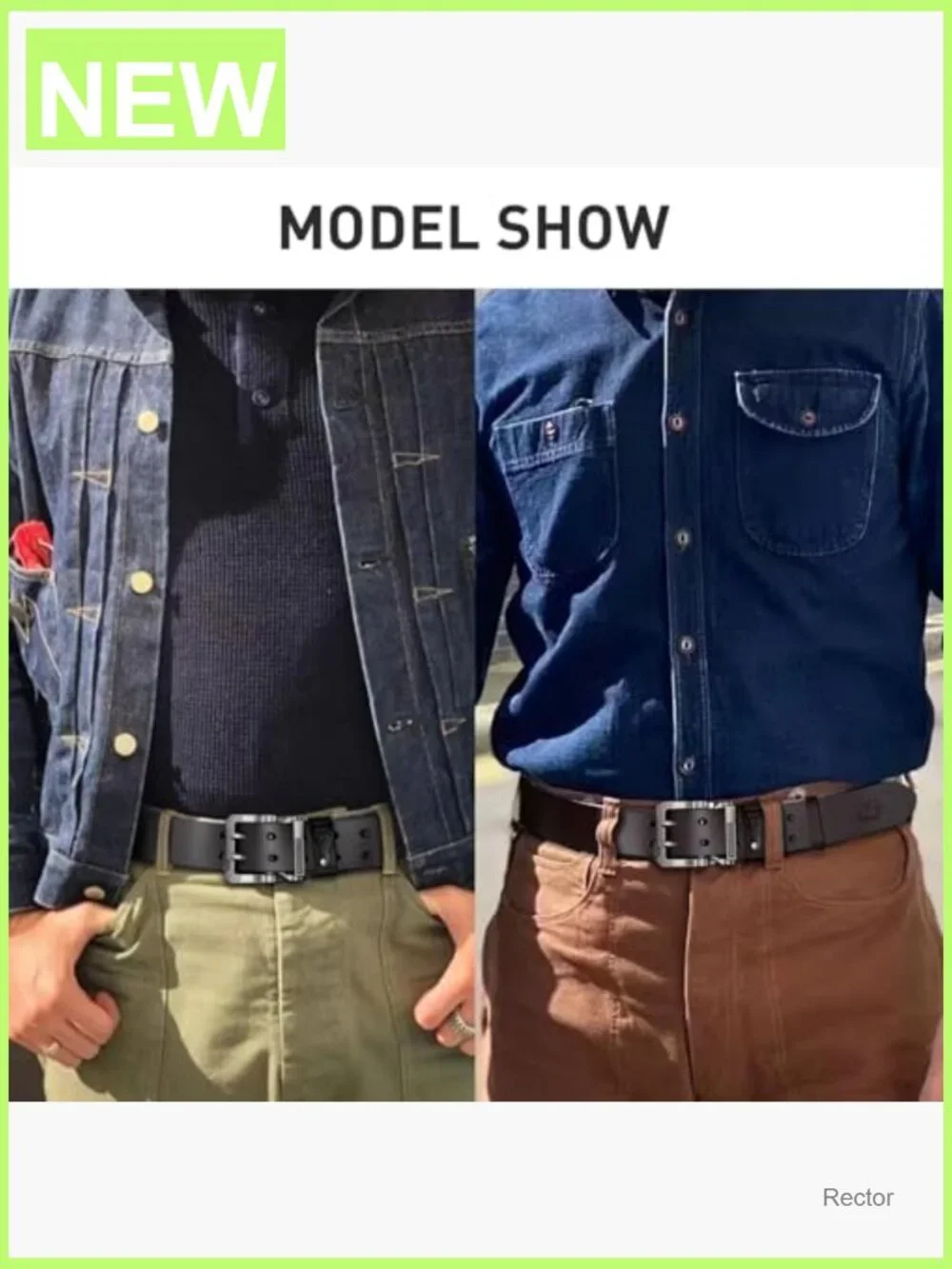 Men's Genuine Leather Dress Belt Classic Heavy Duty Buckle Casual for Jeans